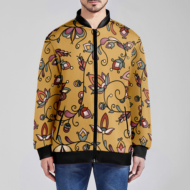 Burnt Sky Petals Gold Youth Zippered Collared Lightweight Jacket