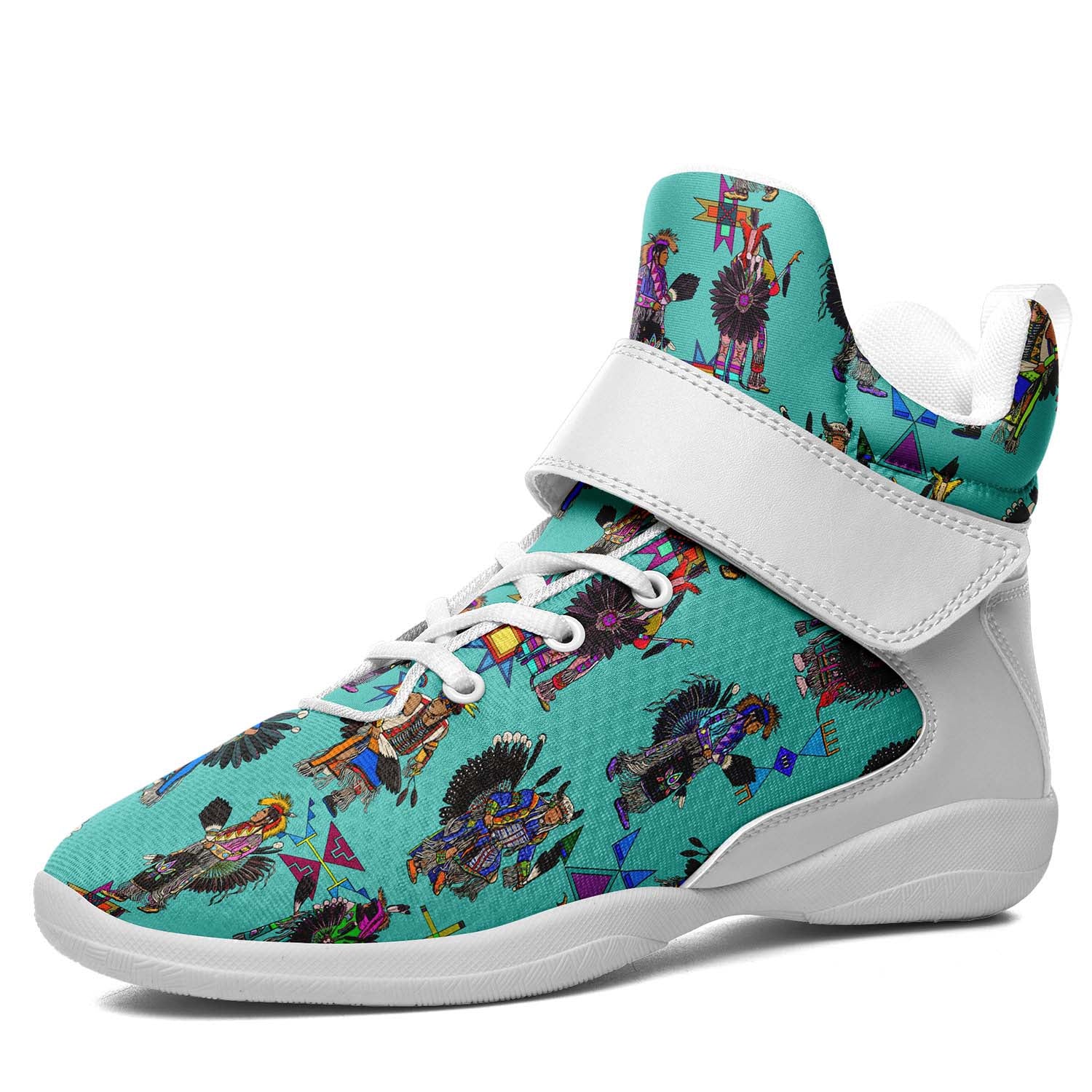 Men's Tradish Dancers Turquoise Ipottaa Basketball / Sport High Top Shoes - White Sole