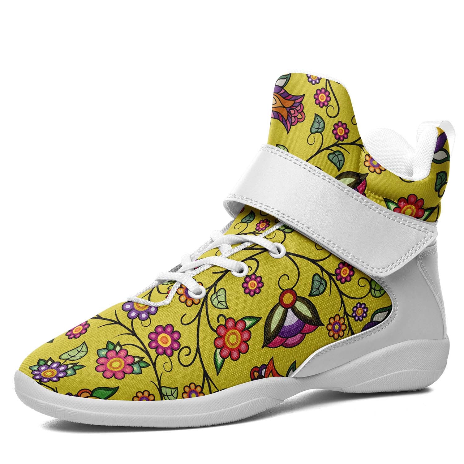 Heartbeat Petals Yellow Ipottaa Basketball / Sport High Top Shoes - White Sole