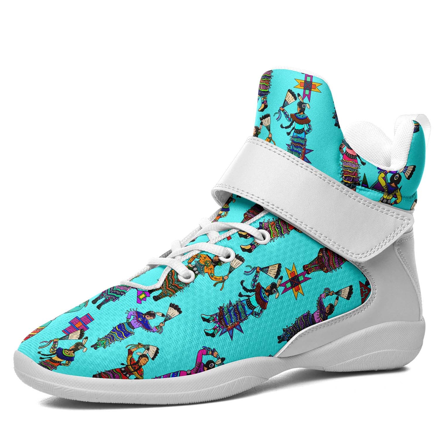 Women's Jingle Dancers Turquoise Ipottaa Basketball / Sport High Top Shoes - White Sole