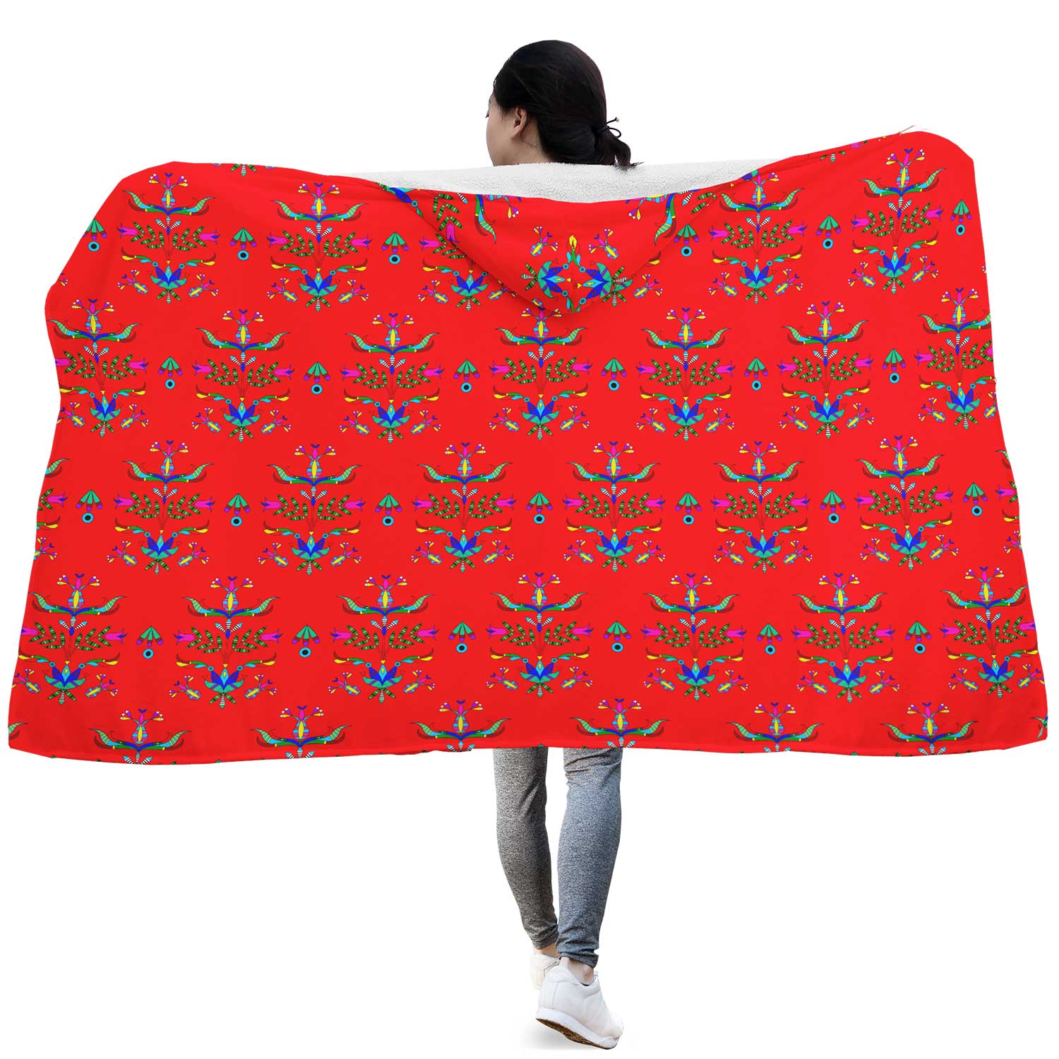 Dakota Damask Red Hooded Blanket