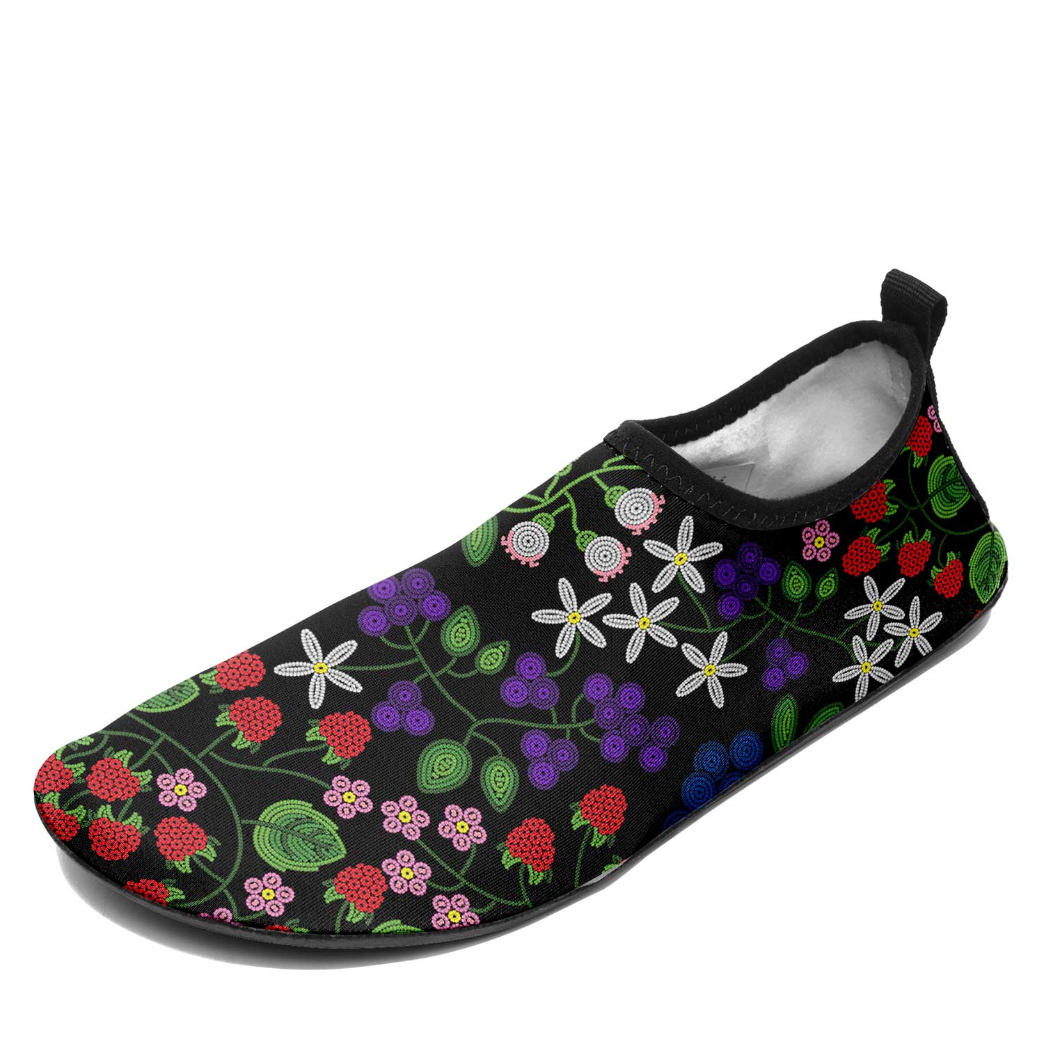 Between the Mountains White and Black Sockamoccs Kid's Sockamoccs Slip On Shoes