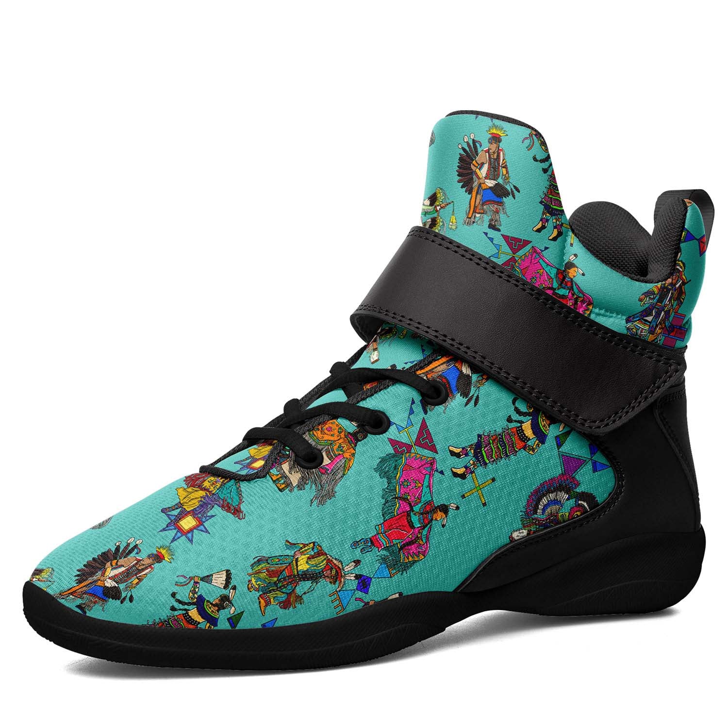 Grand Entry Dancers Eggshell Blue Ipottaa Basketball / Sport High Top Shoes - Black Sole