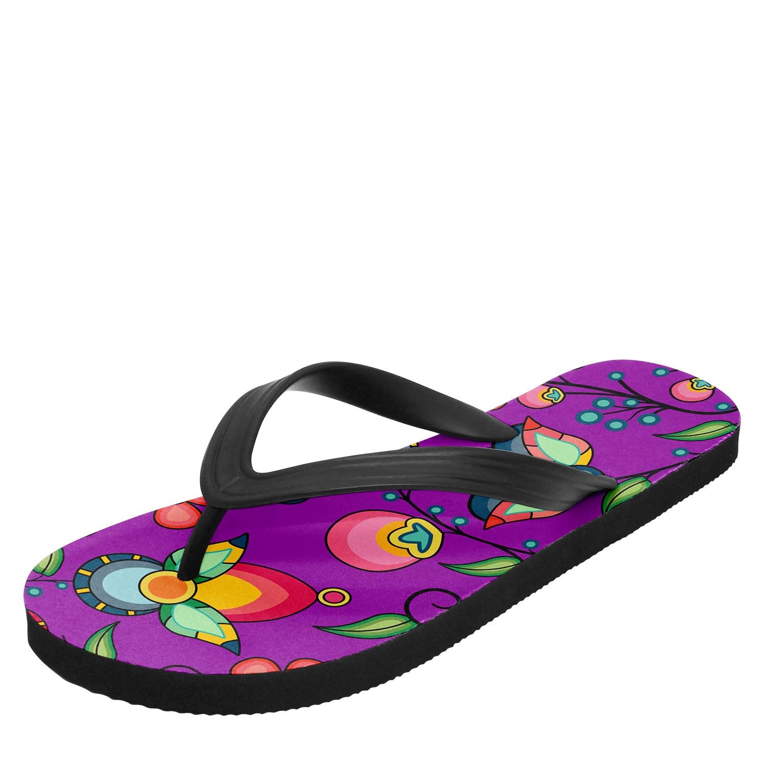Floral Bounty Purple Flip Flops