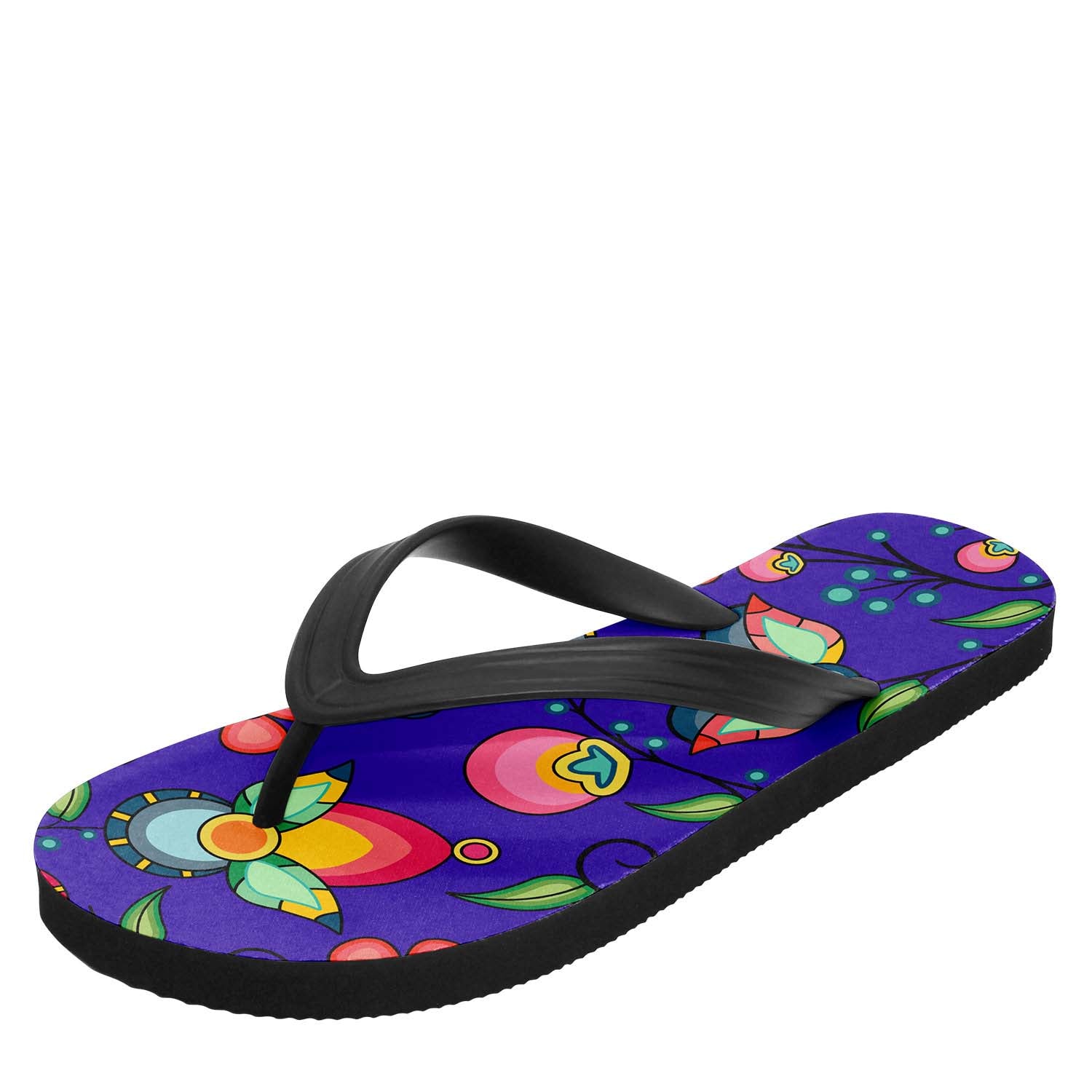 Floral Bounty Blue Flip Flops