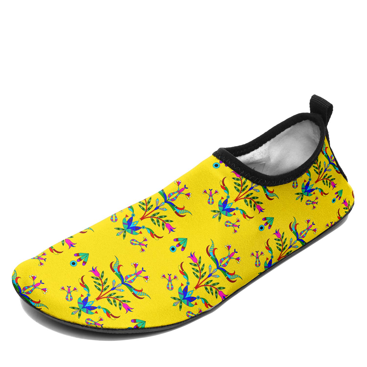 Dakota Damask Yellow Kid's Sockamoccs Slip On Shoes