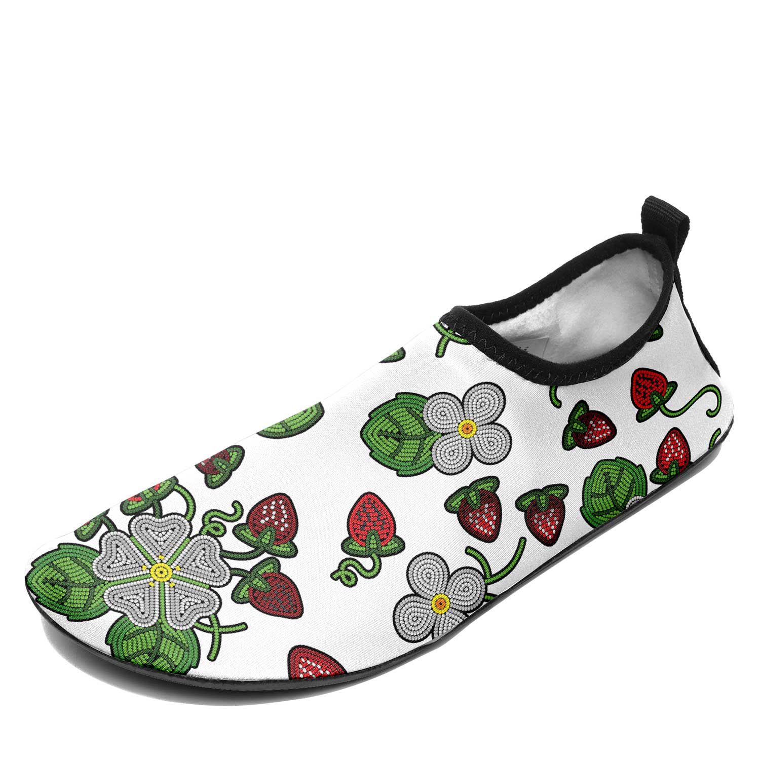 Strawberry Dreams White Kid's Sockamoccs Slip On Shoes