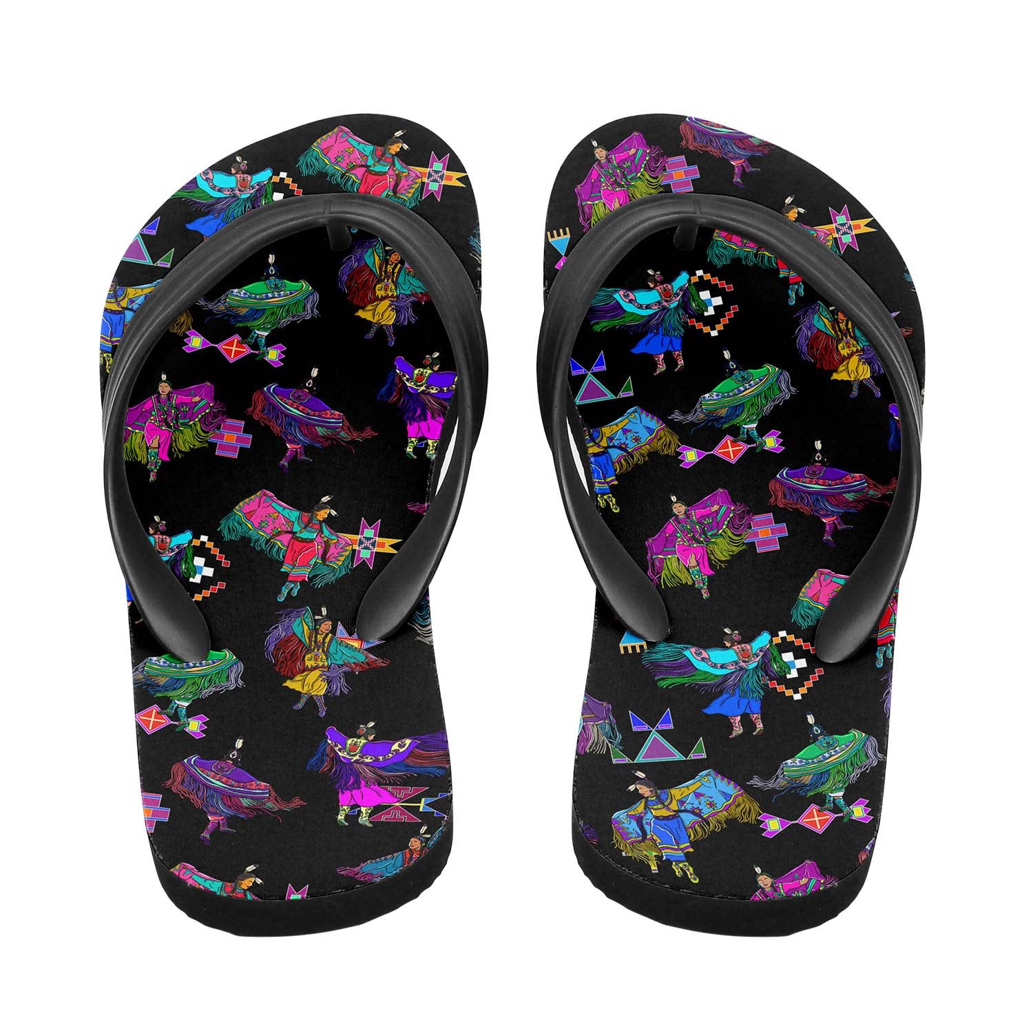 Women's Fancy Dancers Black Flip Flops