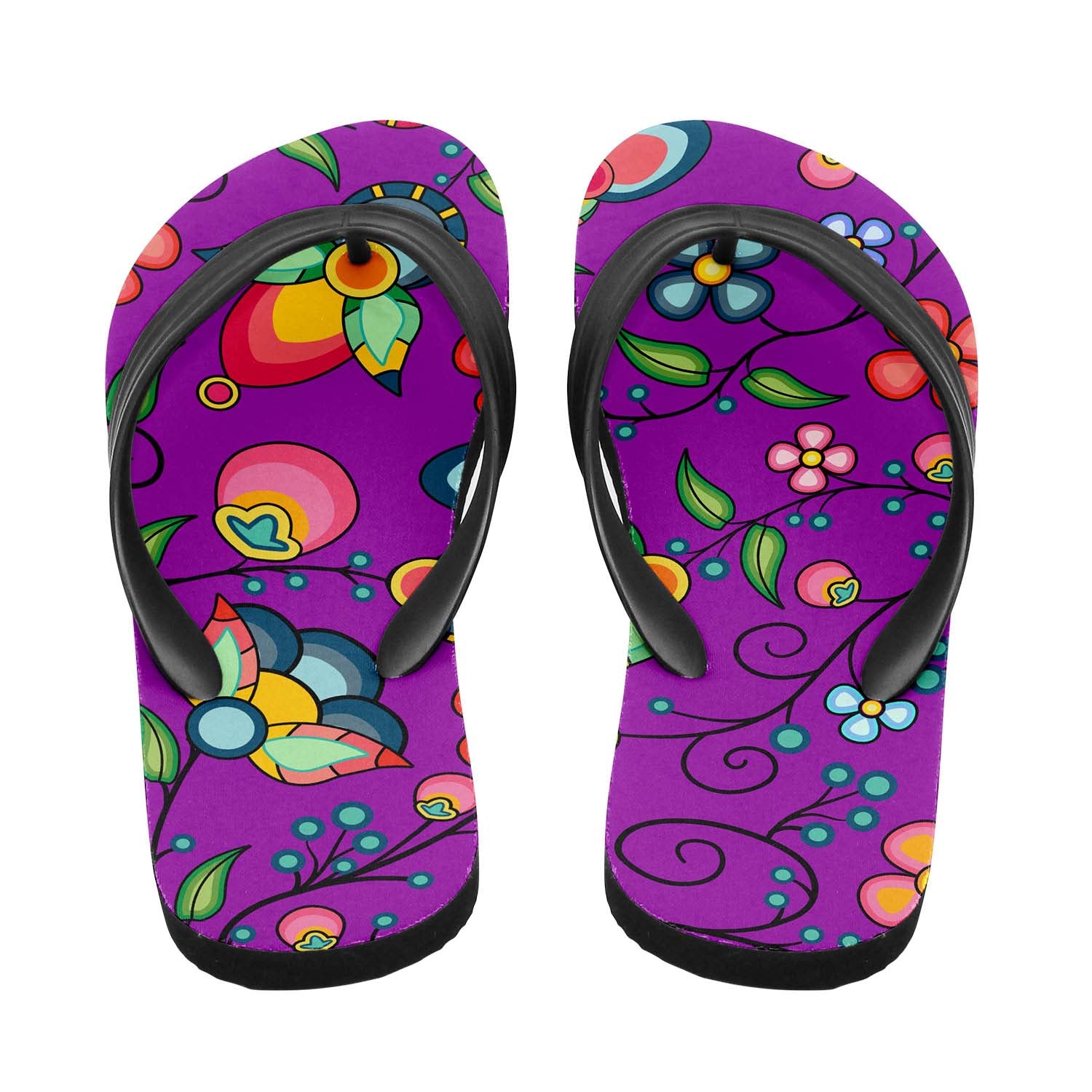Floral Bounty Purple Flip Flops