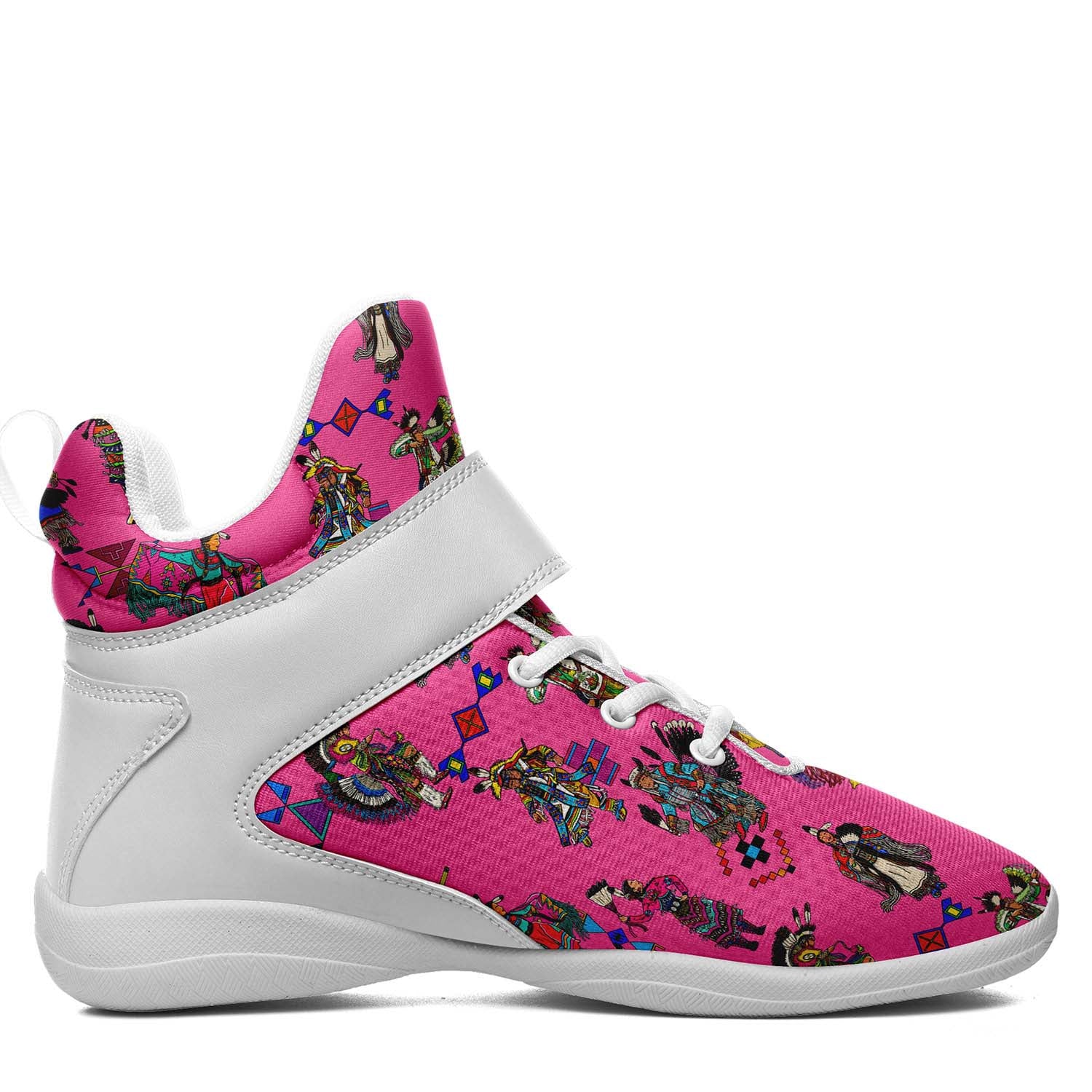 Grand Entry Dancer Pink Ipottaa Basketball / Sport High Top Shoes - White Sole