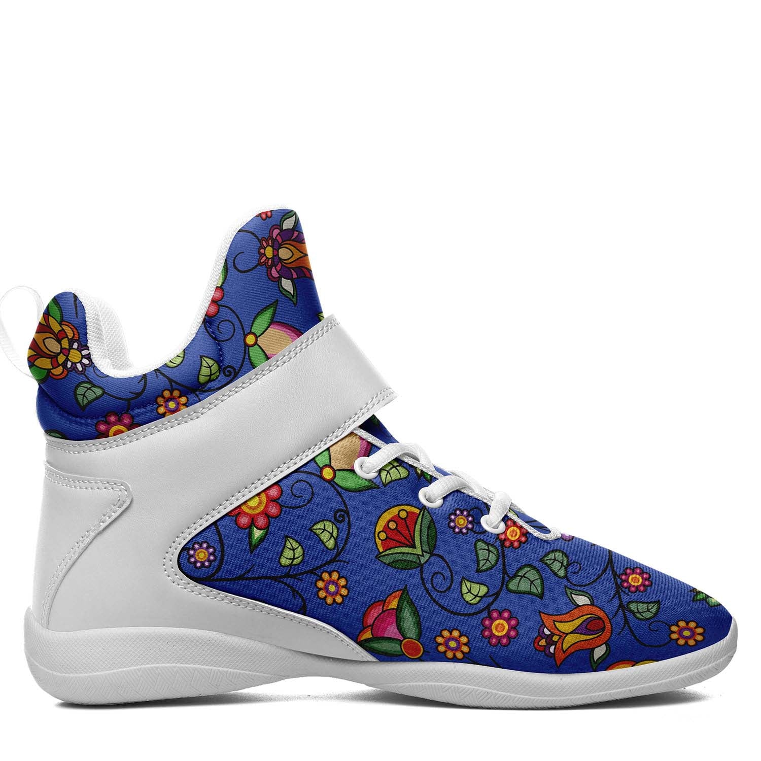 Heartbeat Petals Blue Ipottaa Basketball / Sport High Top Shoes - White Sole