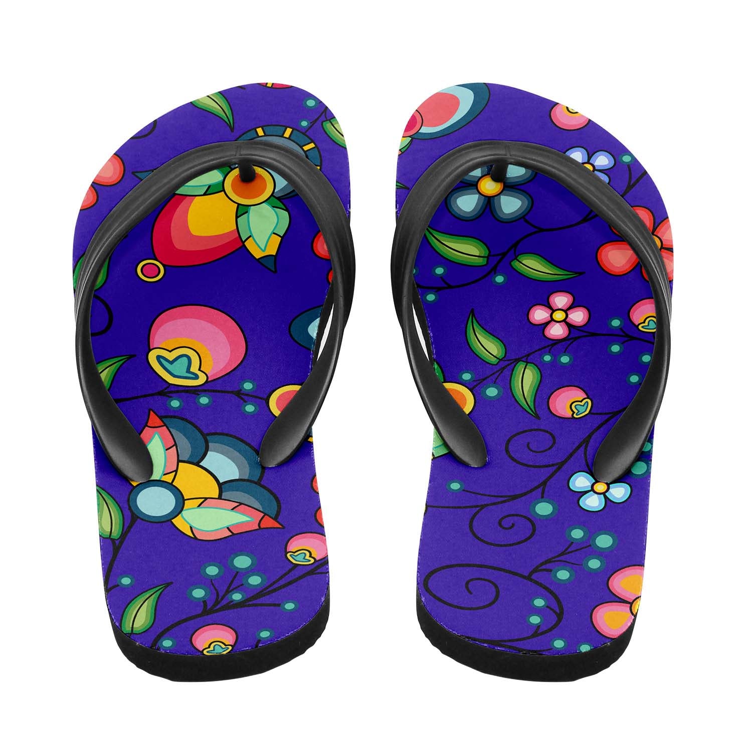 Floral Bounty Blue Flip Flops
