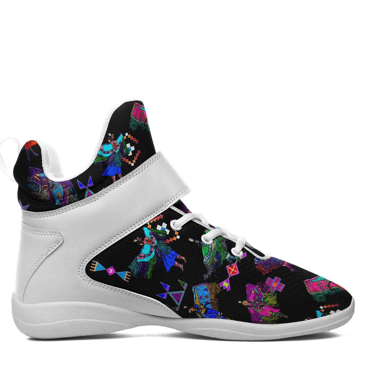 Women's Fancy Dancers Black Ipottaa Basketball / Sport High Top Shoes - White Sole