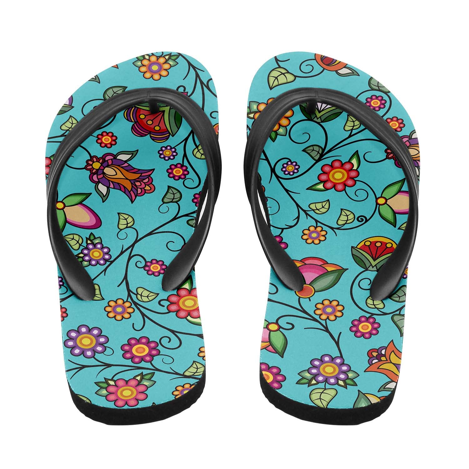 Heartbeat Petals Turquoise Flip Flops