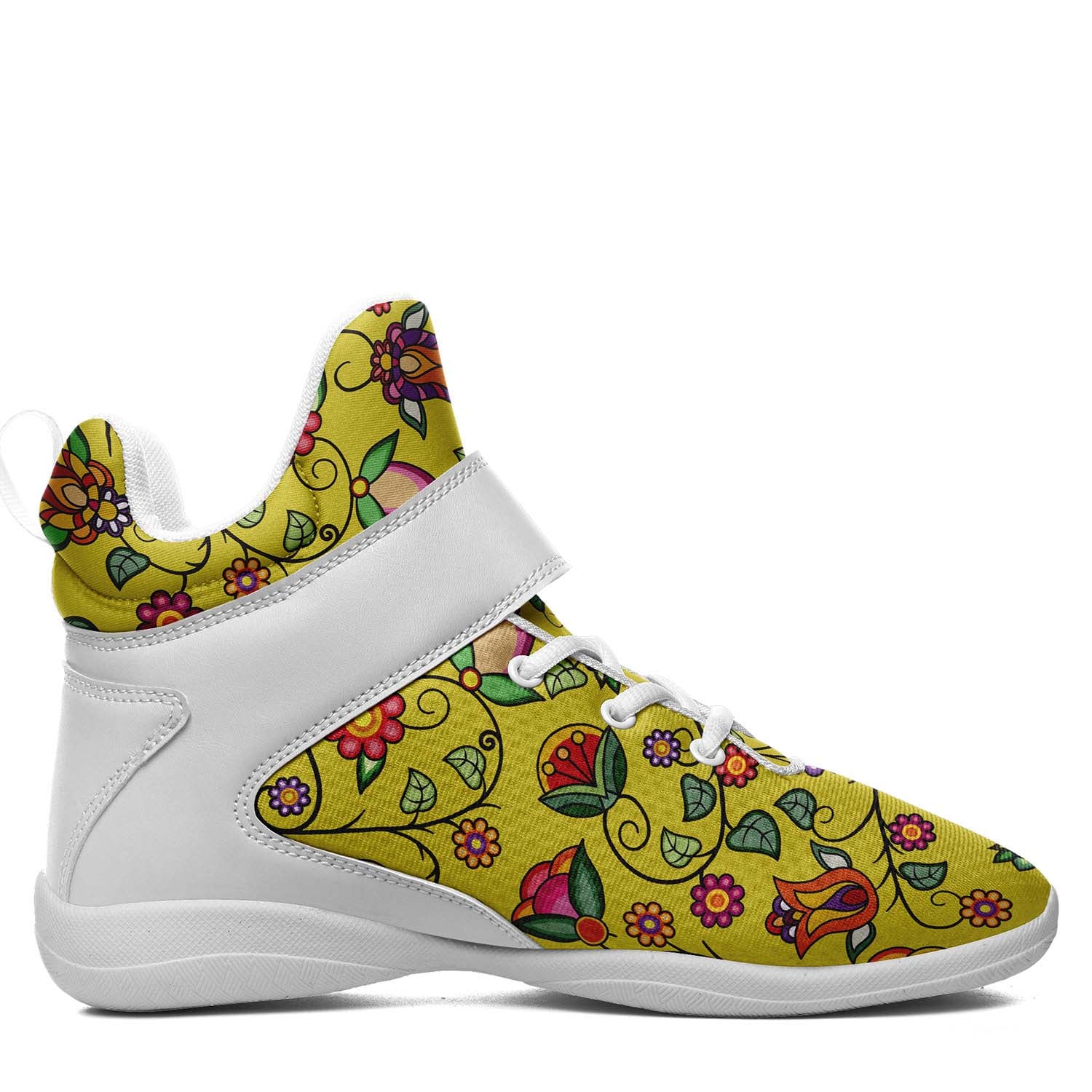 Heartbeat Petals Yellow Ipottaa Basketball / Sport High Top Shoes - White Sole