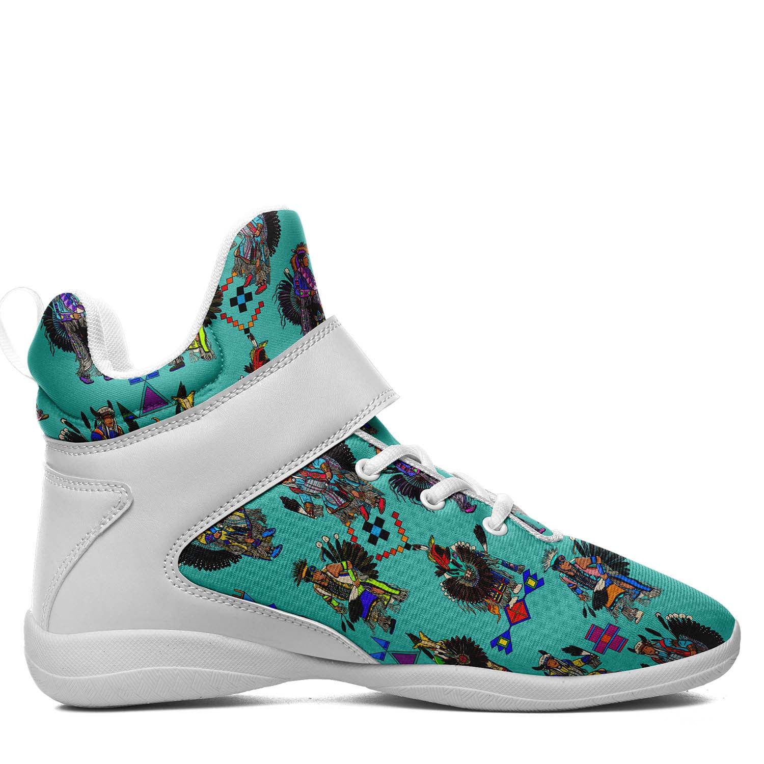 Men's Tradish Dancers Turquoise Ipottaa Basketball / Sport High Top Shoes - White Sole