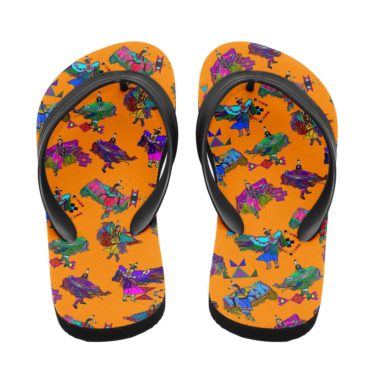 Women's Fancy Dancers Orange Flip Flops