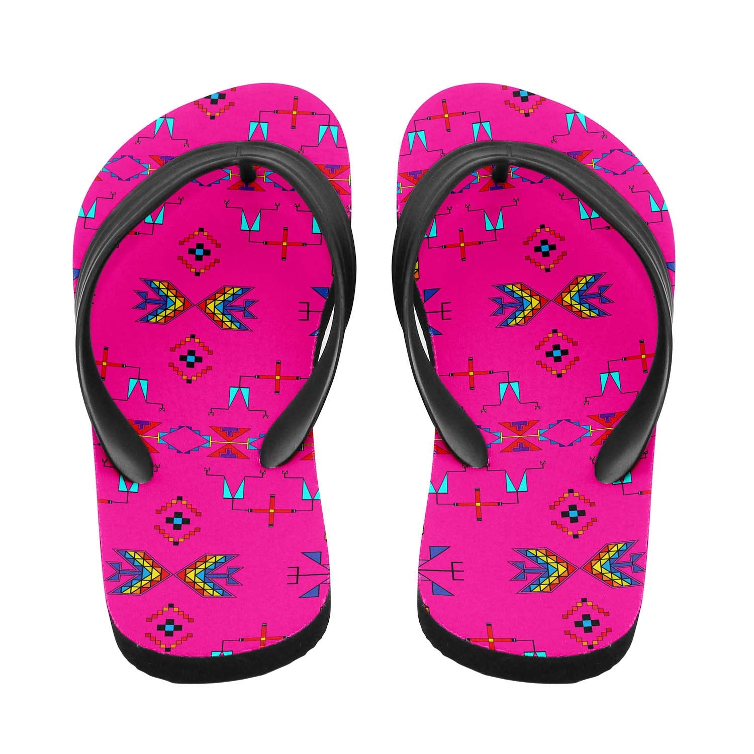 Rainy Chief Rainbow Hot Pink Flip Flops