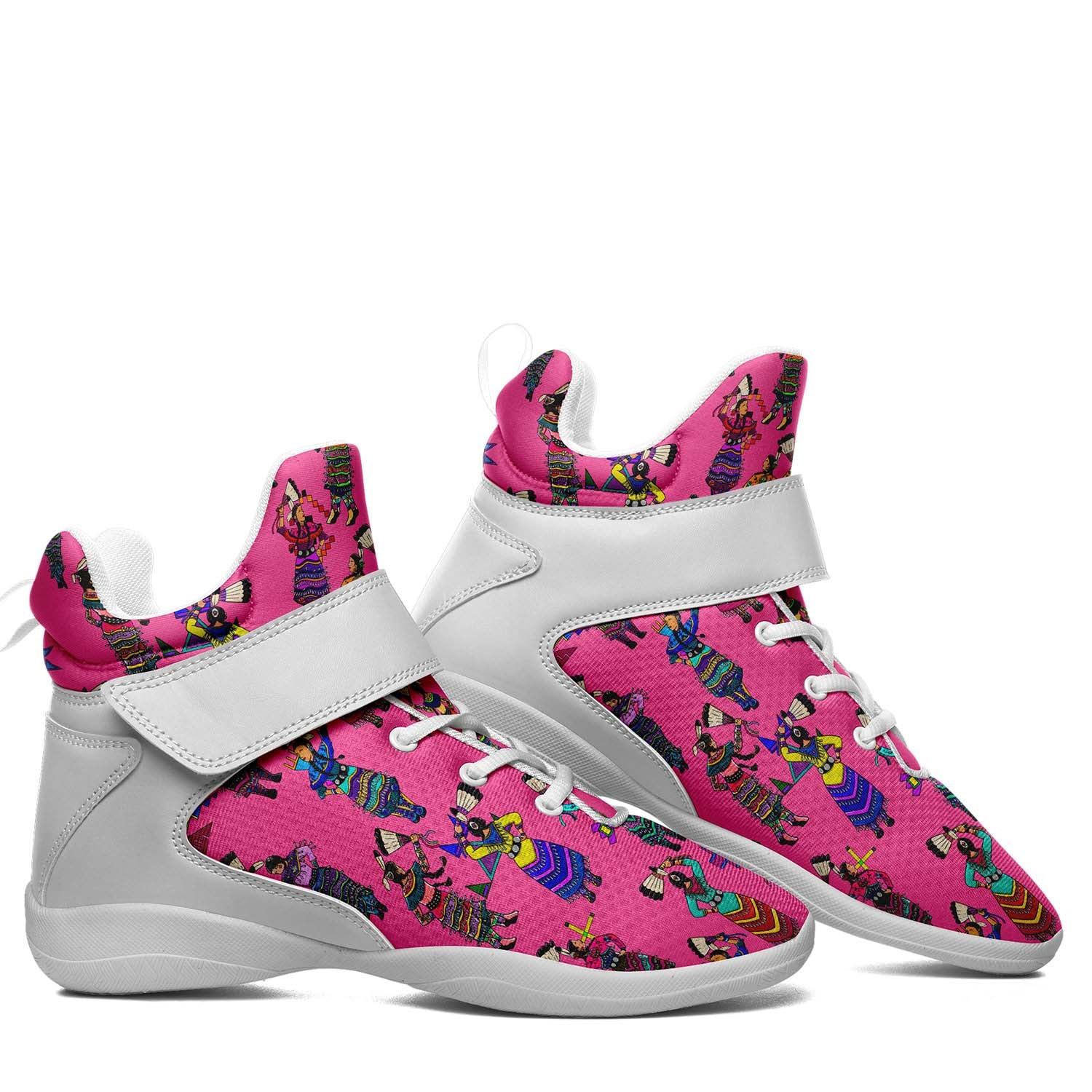 Women's Jingle Dancers Pink Ipottaa Basketball / Sport High Top Shoes - White Sole