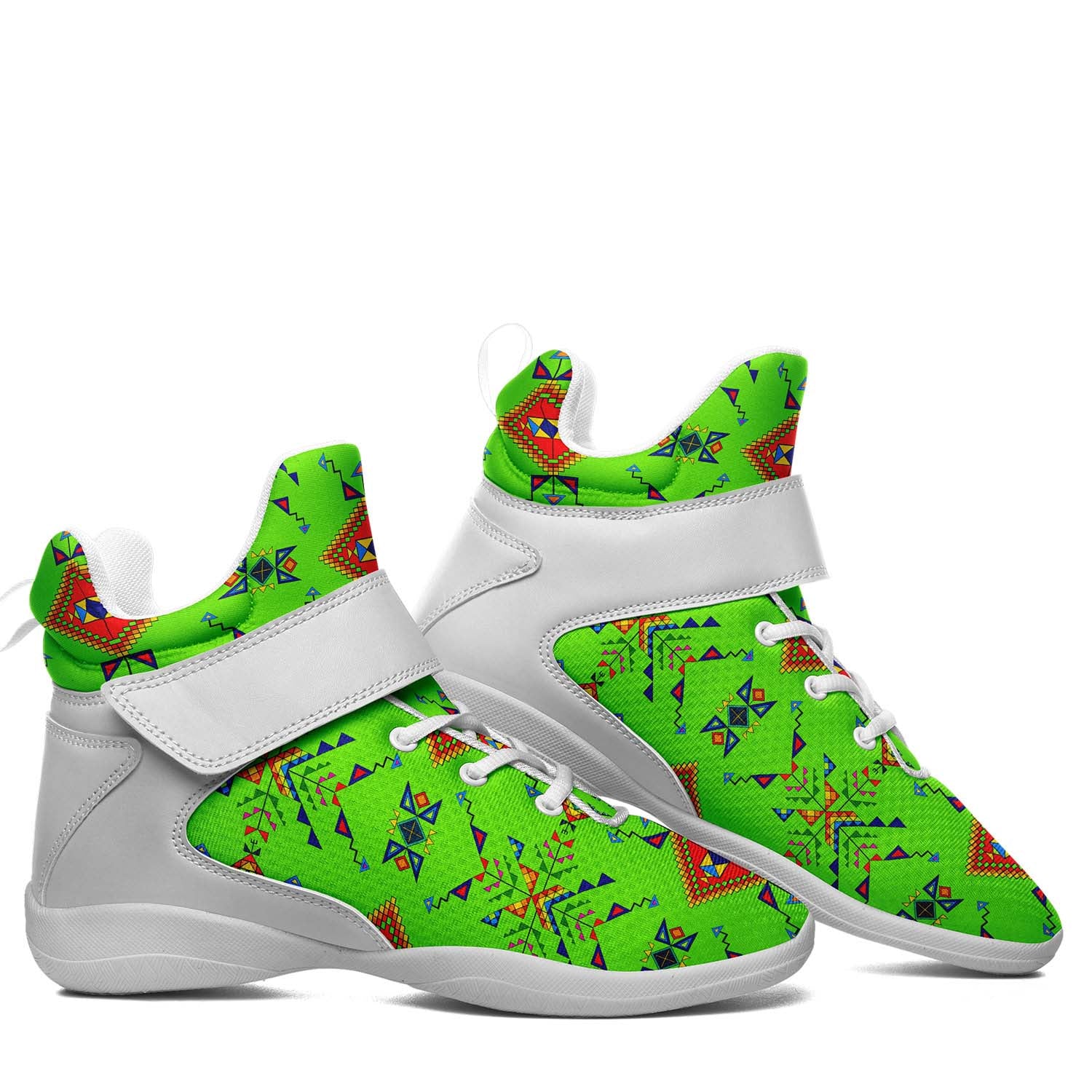 Buffalo Jump Neon Green Ipottaa Basketball / Sport High Top Shoes - White Sole