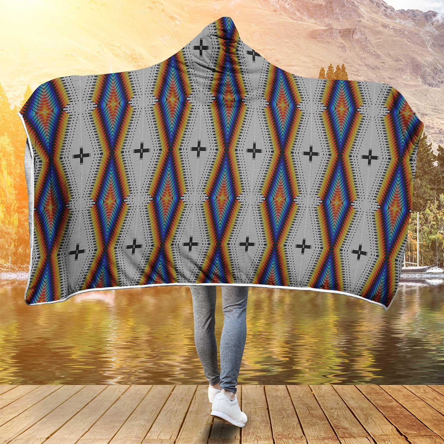 Diamond in the Bluff White Hooded Blanket