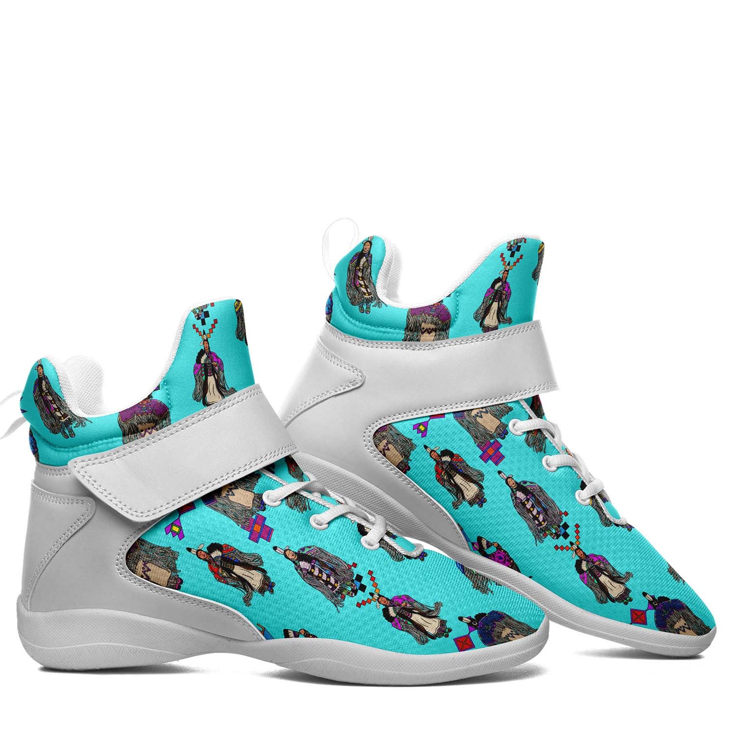 Women's Tradish Dancers Turquoise Ipottaa Basketball / Sport High Top Shoes - White Sole