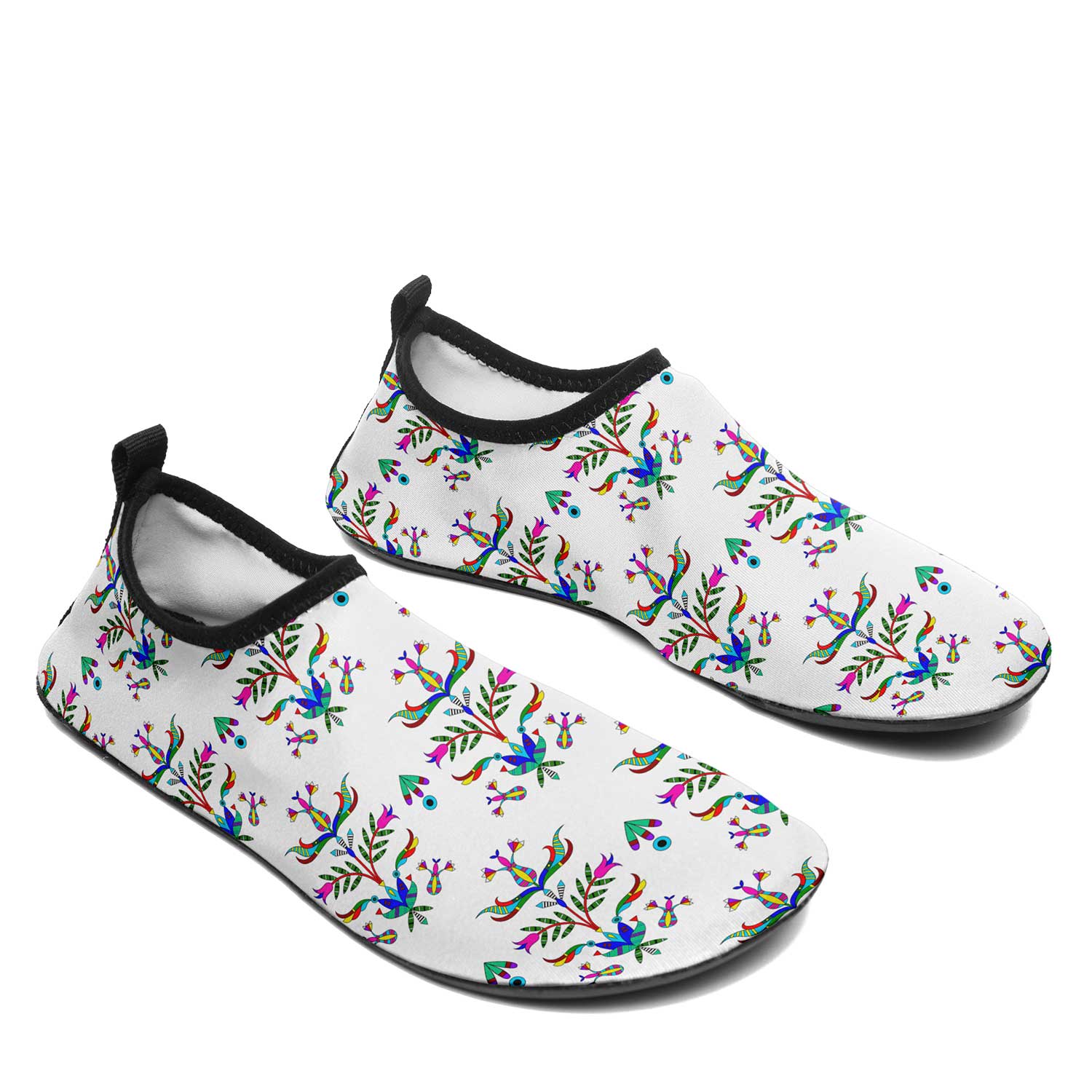 Dakota Damask White Kid's Sockamoccs Slip On Shoes