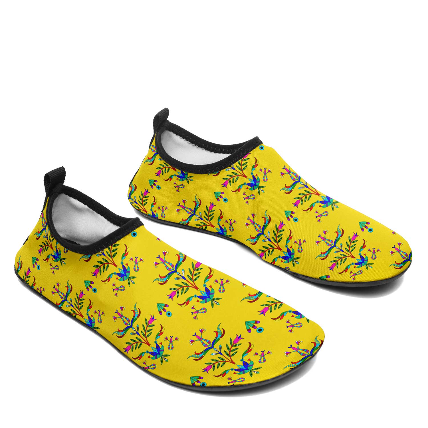 Dakota Damask Yellow Kid's Sockamoccs Slip On Shoes