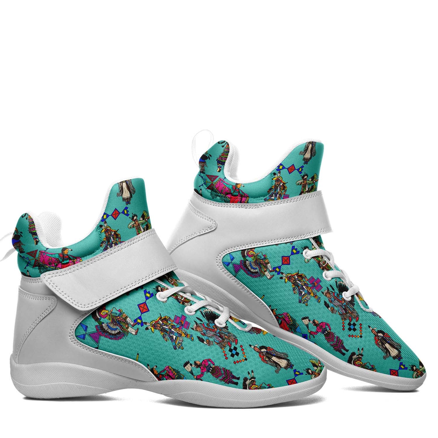 Grand Entry Dancers Eggshell Blue Ipottaa Basketball / Sport High Top Shoes - White Sole