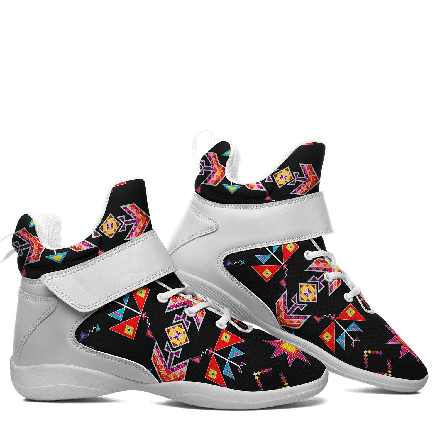 Scattered Generations Black Ipottaa Basketball / Sport High Top Shoes - White Sole