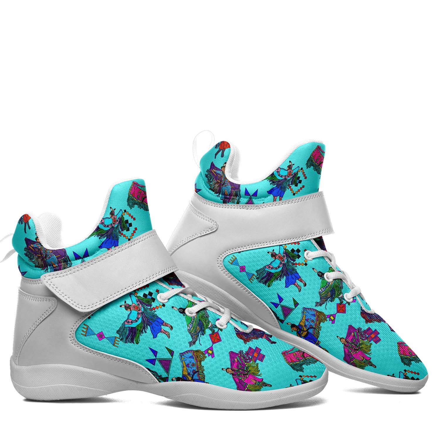 Women's Fancy Dancers Turquoise Ipottaa Basketball / Sport High Top Shoes - White Sole