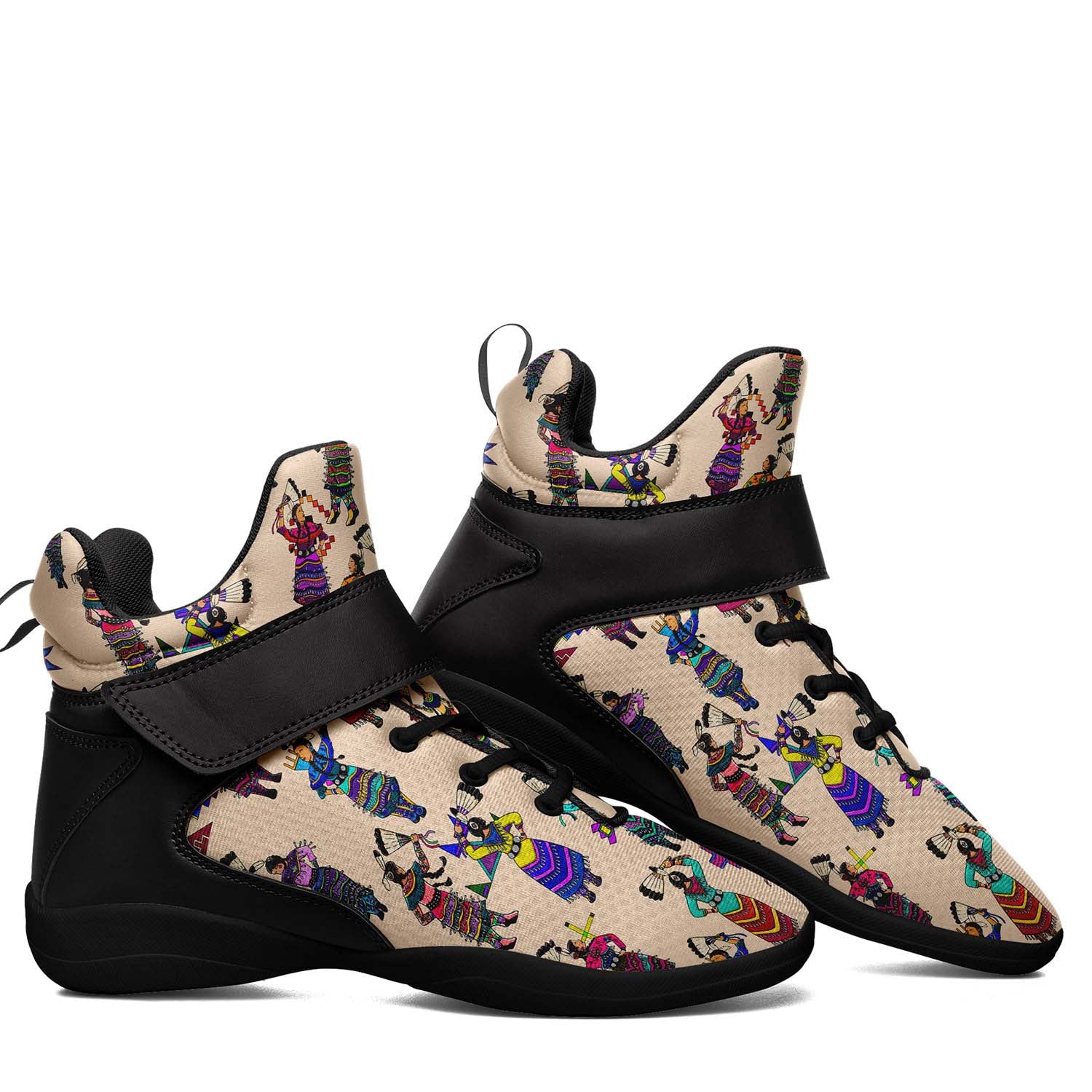 Women's Jingle Dancers Muslin Ipottaa Basketball / Sport High Top Shoes - Black Sole