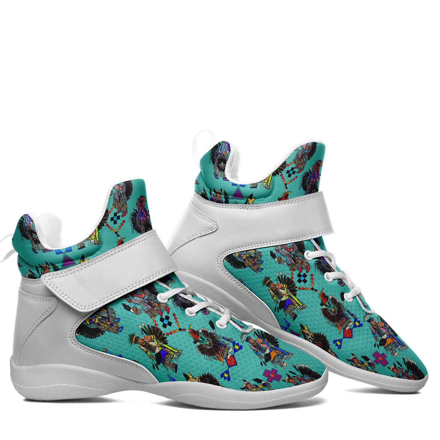 Men's Tradish Dancers Turquoise Ipottaa Basketball / Sport High Top Shoes - White Sole