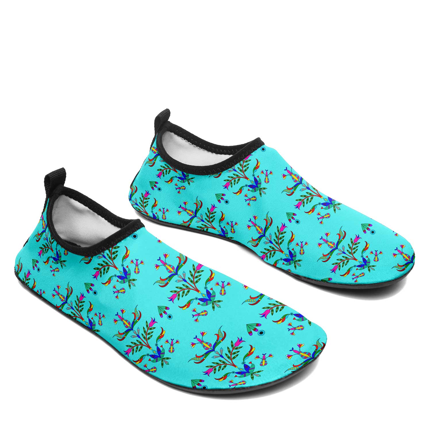 Dakota Damask Turquoise Kid's Sockamoccs Slip On Shoes
