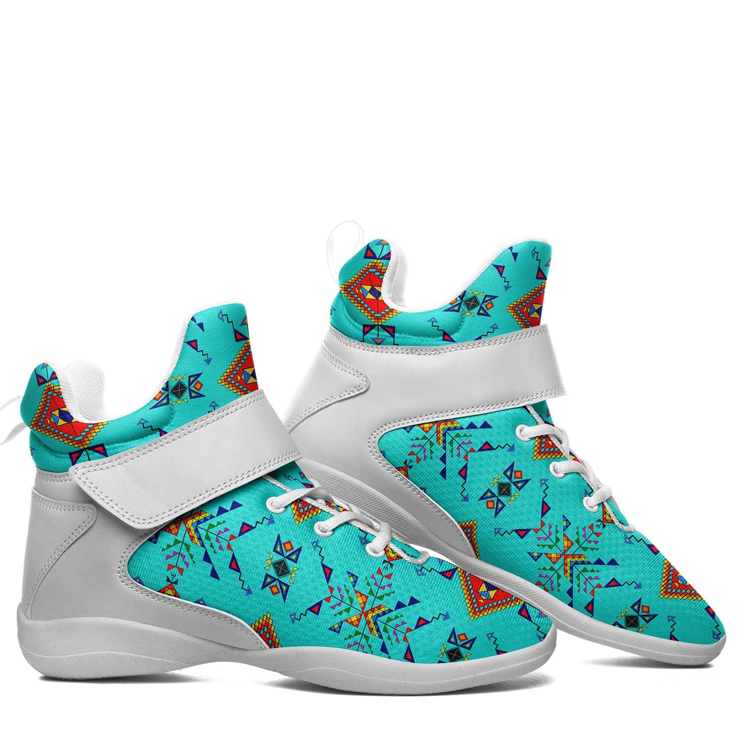 Buffalo Jump Turquoise Ipottaa Basketball / Sport High Top Shoes - White Sole
