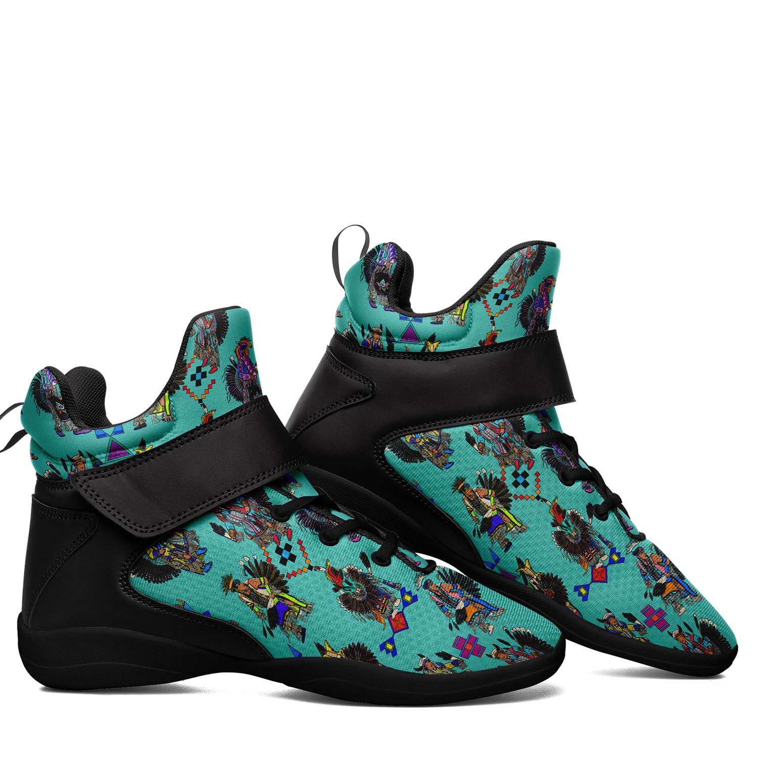 Men's Tradish Dancers Turquoise Ipottaa Basketball / Sport High Top Shoes - Black Sole