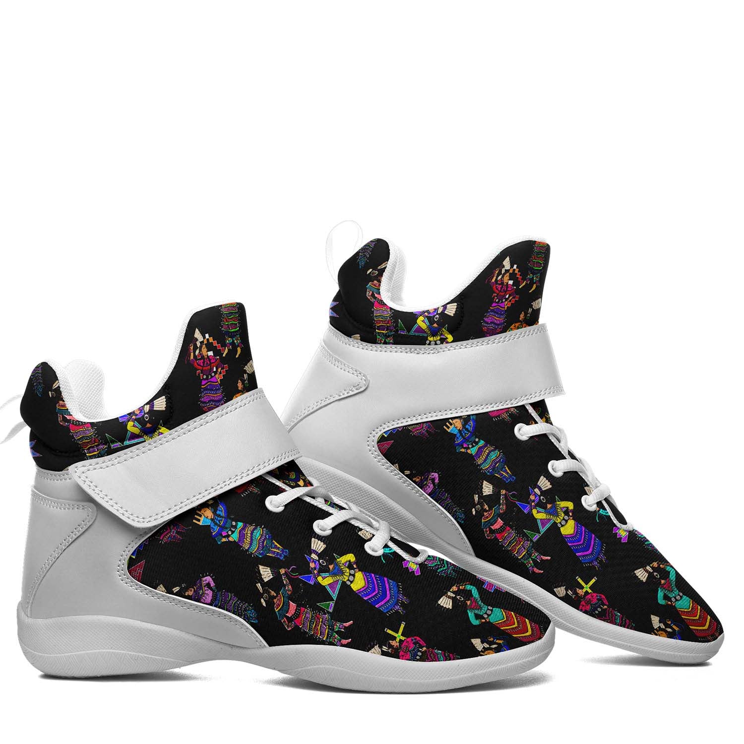 Women's Jingle Dancers Black Ipottaa Basketball / Sport High Top Shoes - White Sole
