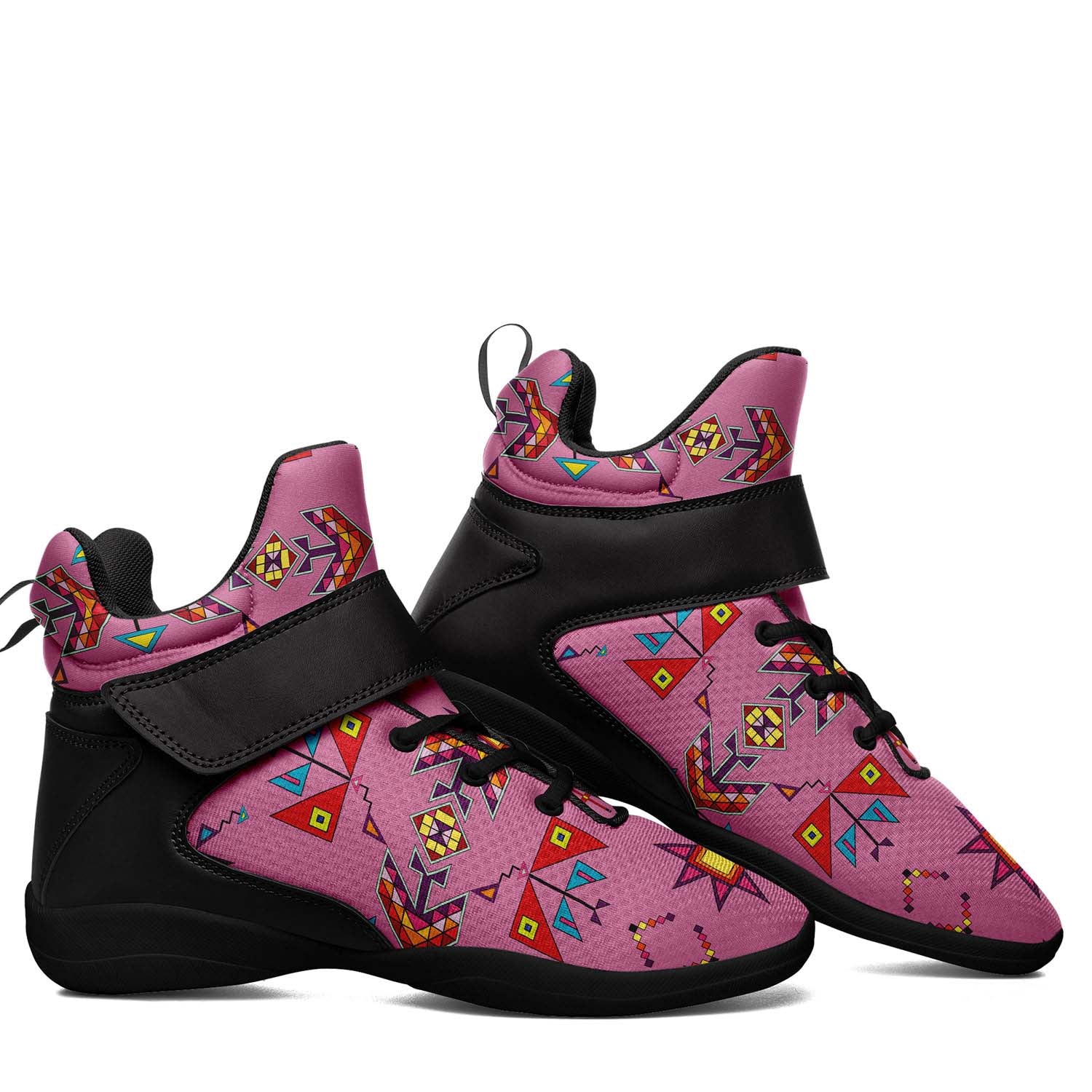 Scattered Generations Pink Ipottaa Basketball / Sport High Top Shoes - Black Sole