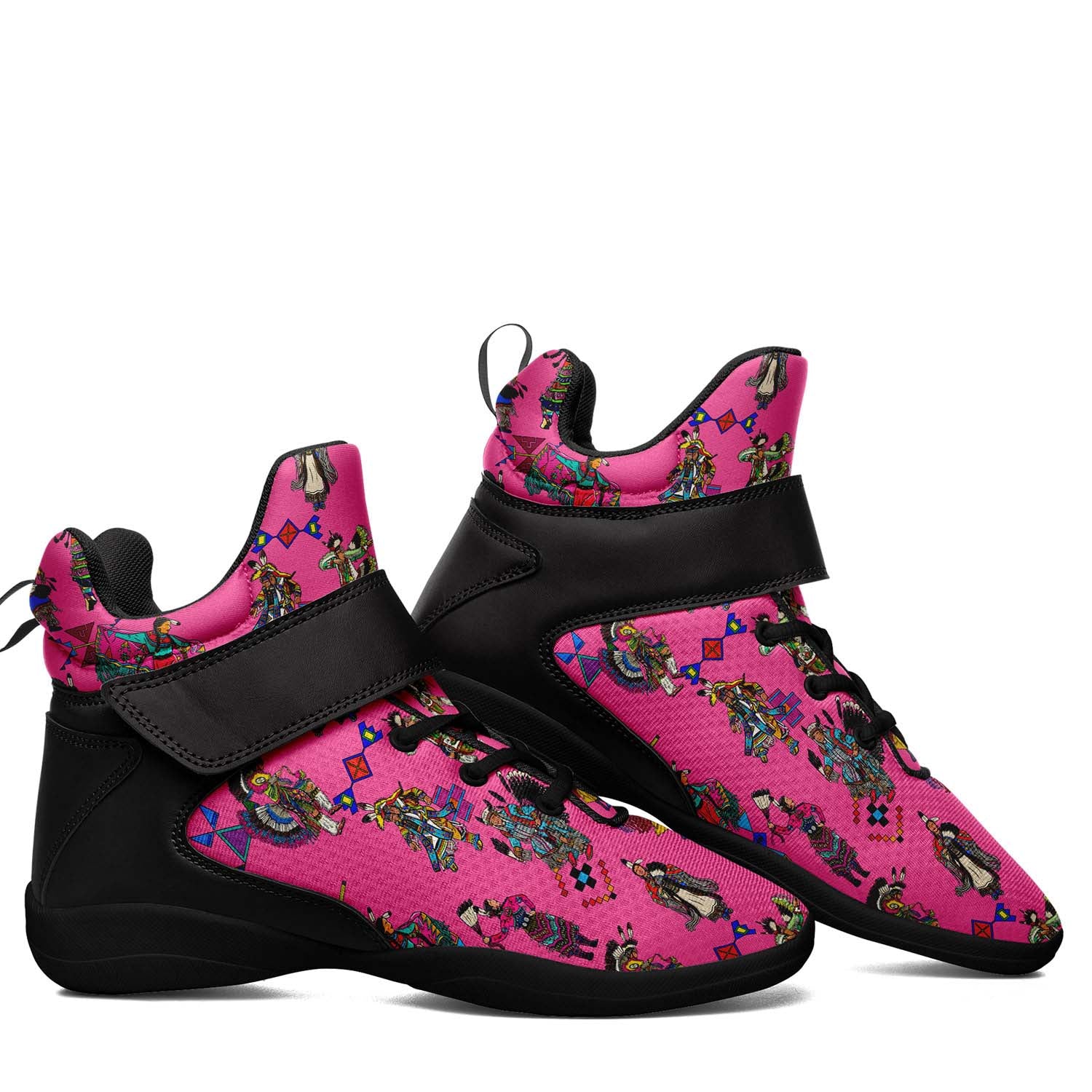 Grand Entry Dancer Pink Ipottaa Basketball / Sport High Top Shoes - Black Sole