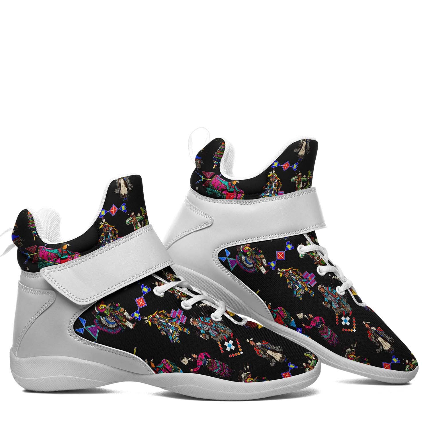 Grand Entry Dancers Black Ipottaa Basketball / Sport High Top Shoes - White Sole
