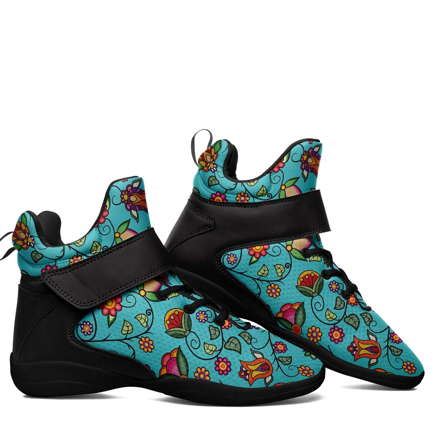Heartbeat Petals Turquoise Ipottaa Basketball / Sport High Top Shoes - Black Sole