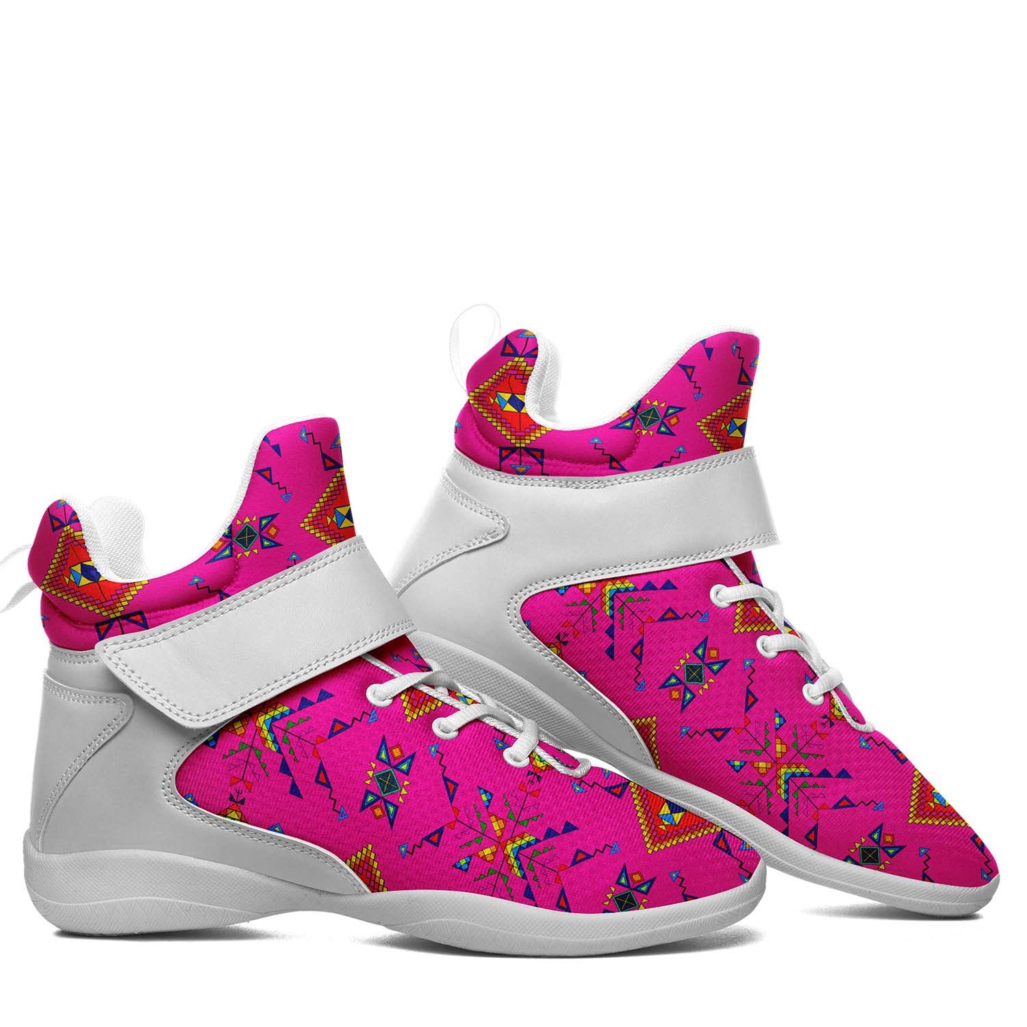 Buffalo Jump Pink Ipottaa Basketball / Sport High Top Shoes - White Sole