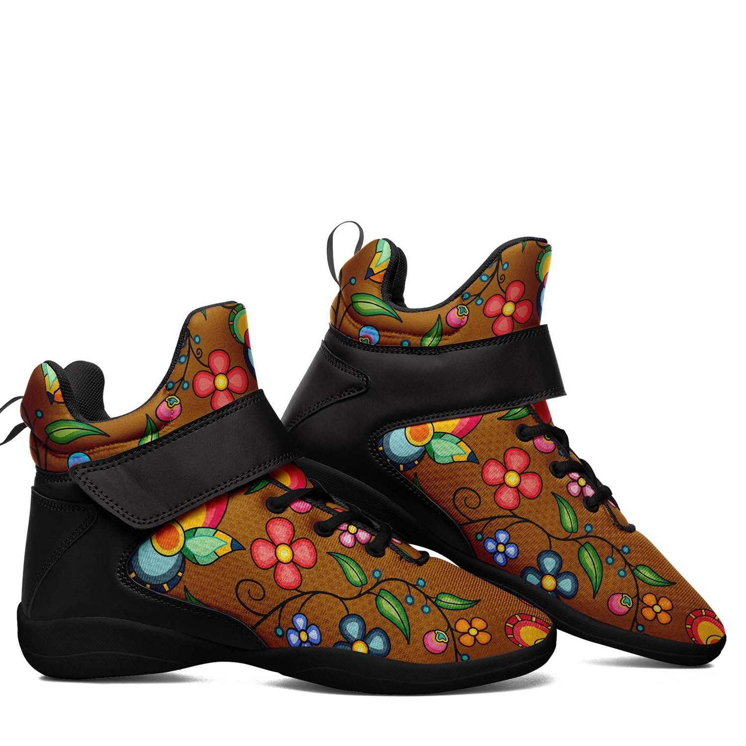 Floral Bounty Fall Leaves Ipottaa Basketball / Sport High Top Shoes - Black Sole
