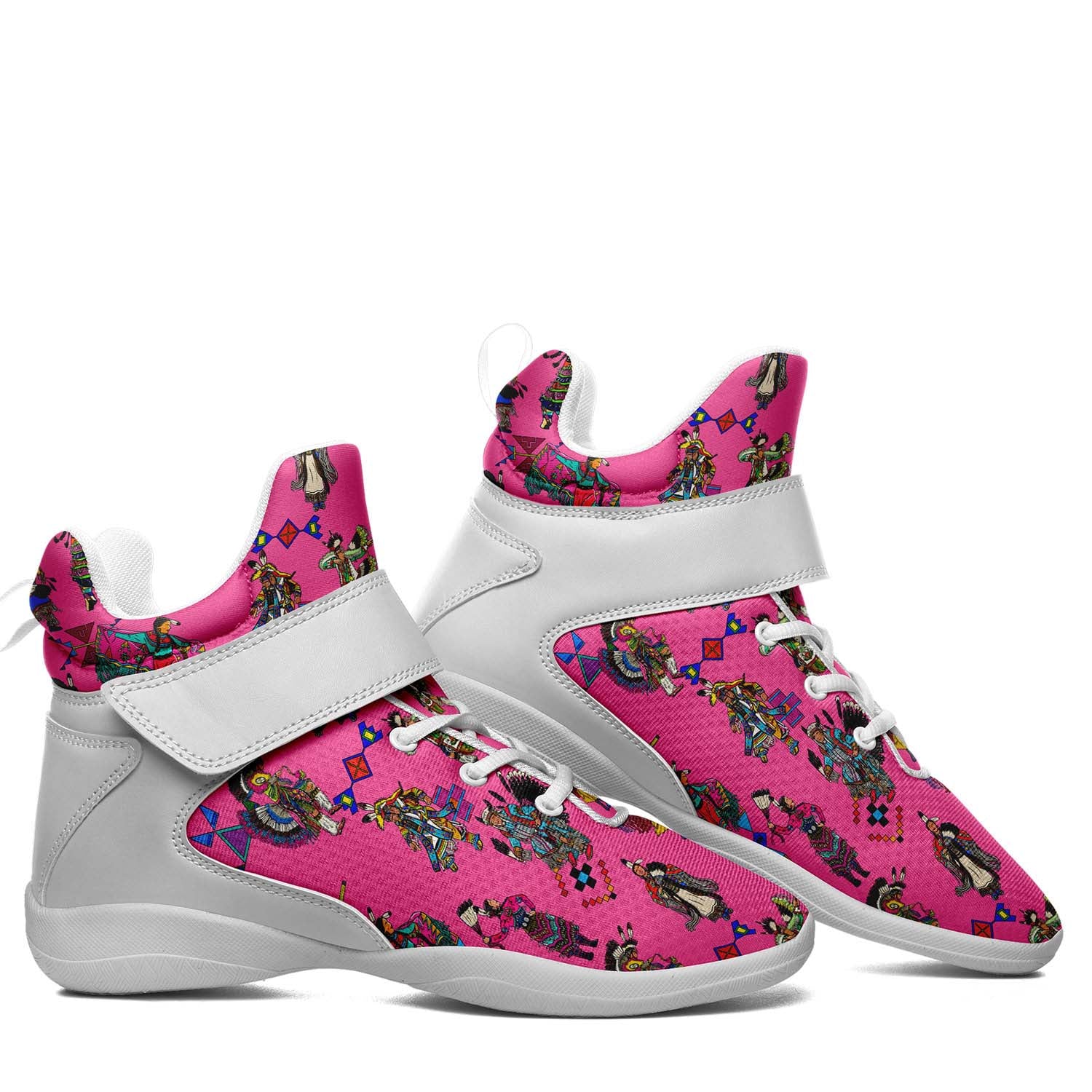 Grand Entry Dancer Pink Ipottaa Basketball / Sport High Top Shoes - White Sole