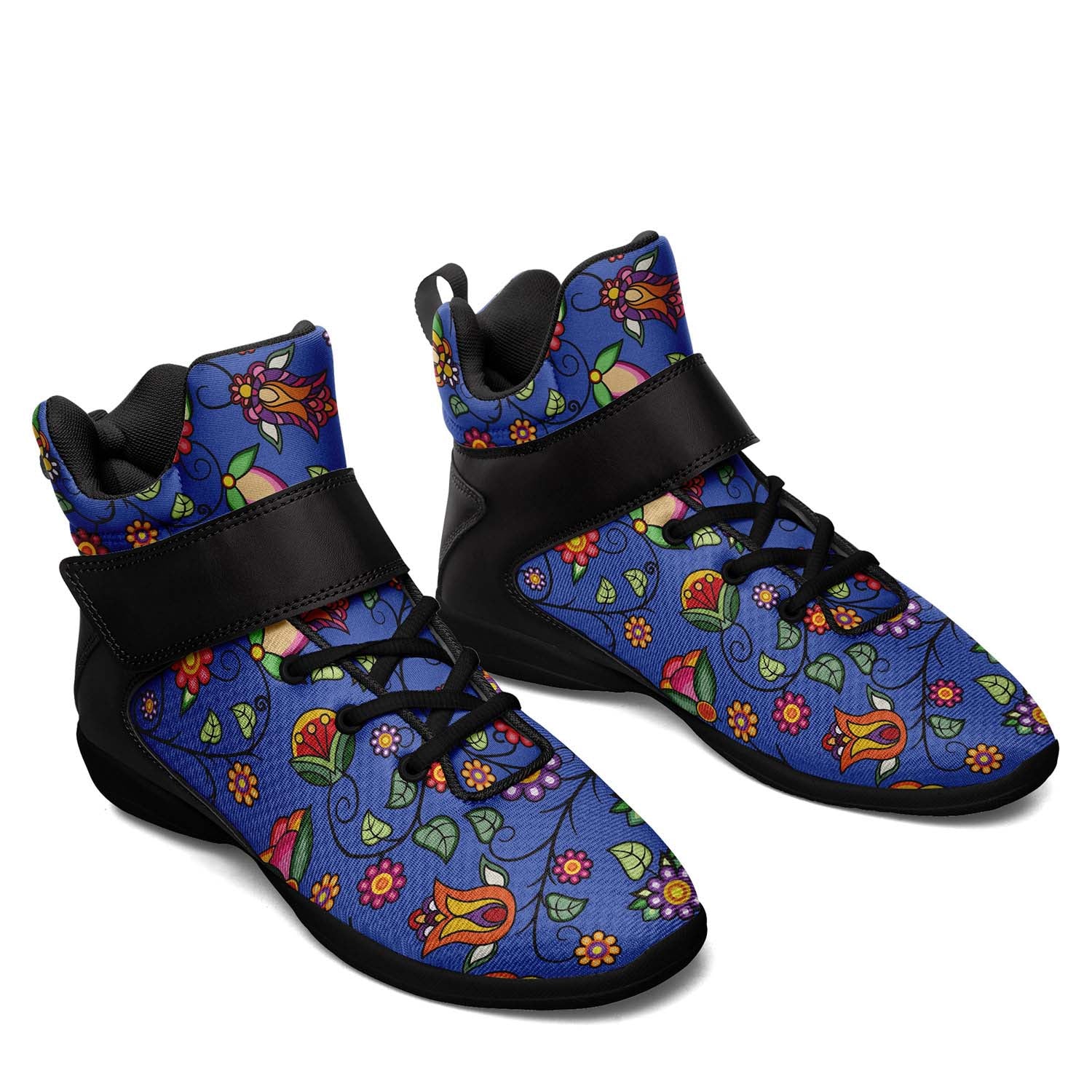 Heartbeat Petals Blue Ipottaa Basketball / Sport High Top Shoes - Black Sole