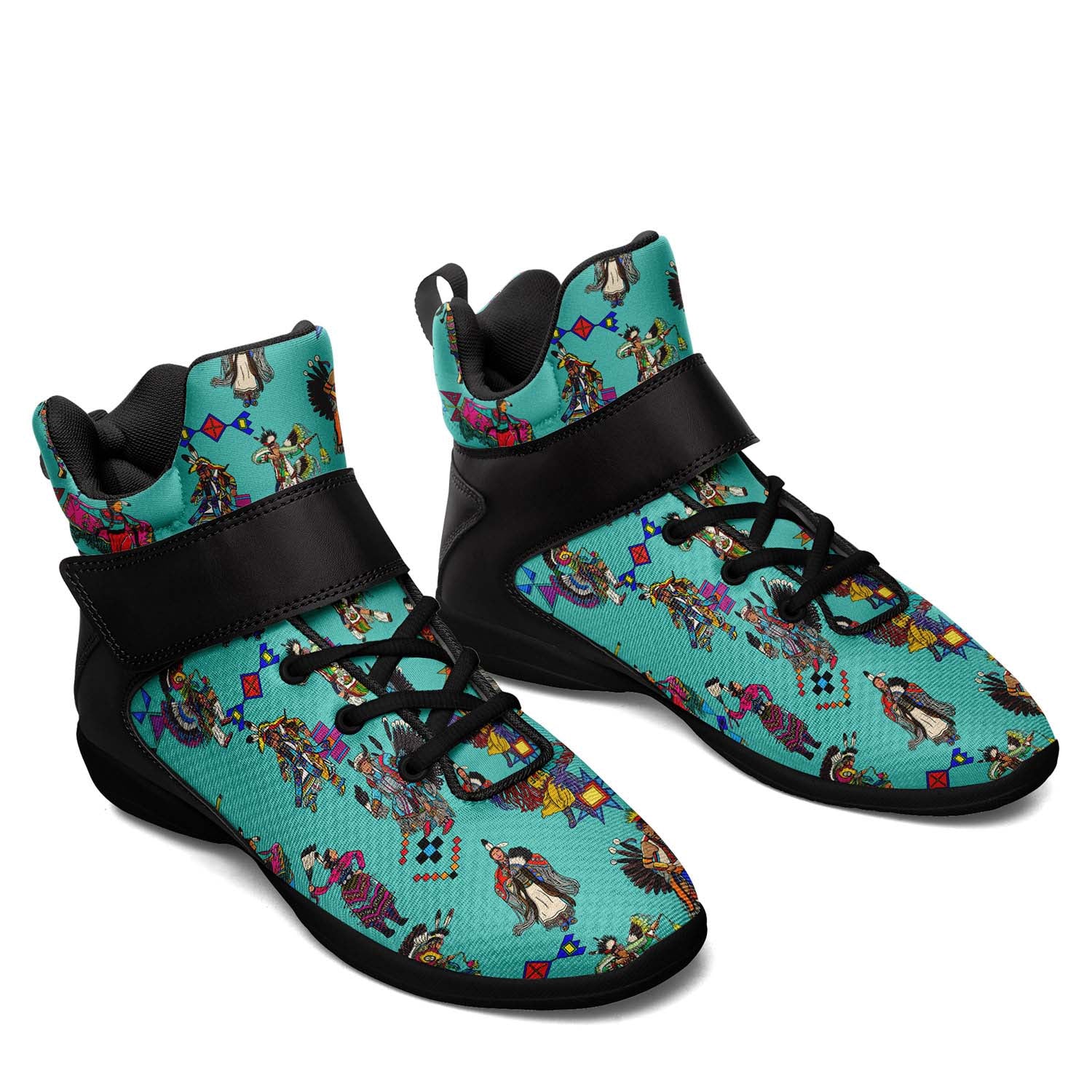Grand Entry Dancers Eggshell Blue Ipottaa Basketball / Sport High Top Shoes - Black Sole