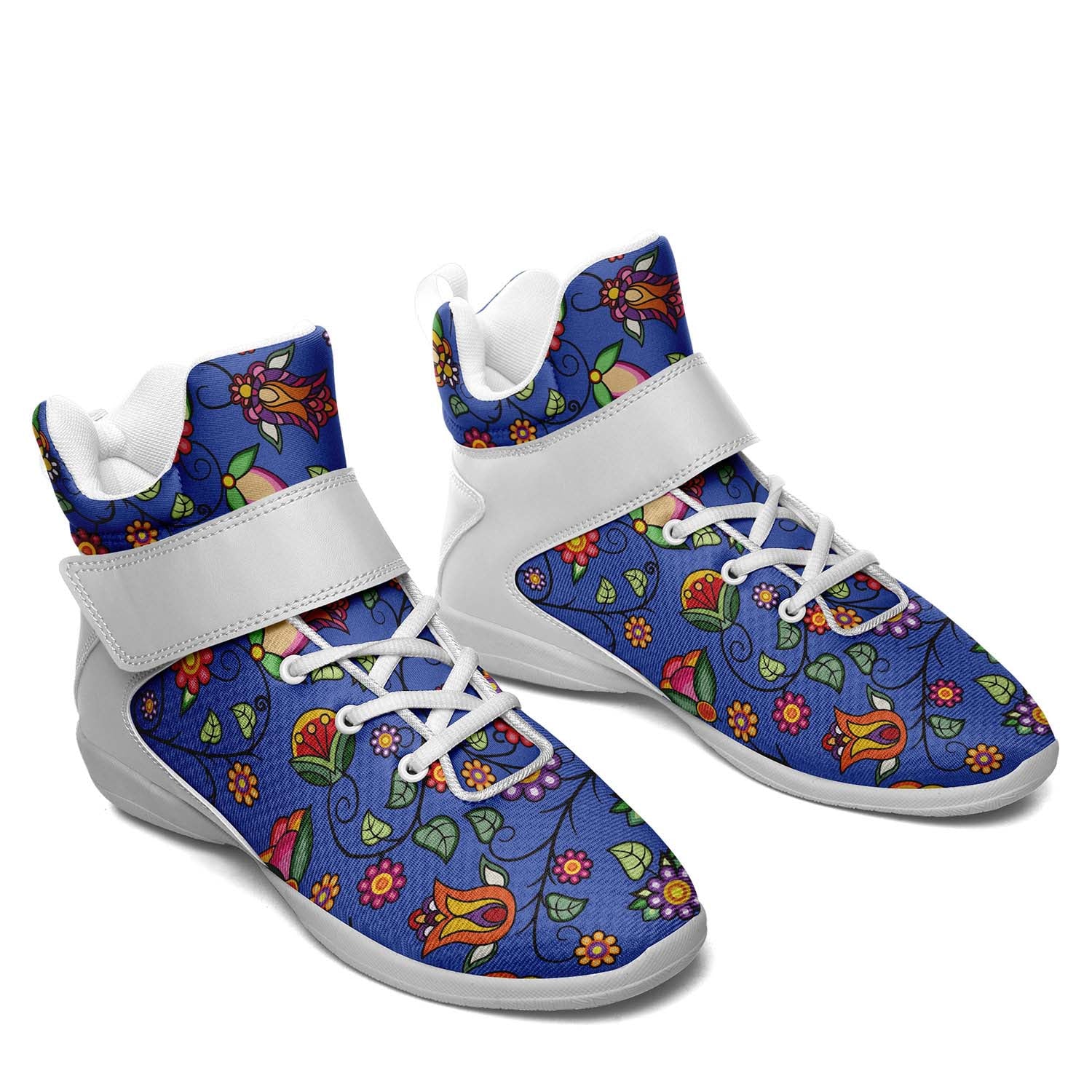 Heartbeat Petals Blue Ipottaa Basketball / Sport High Top Shoes - White Sole