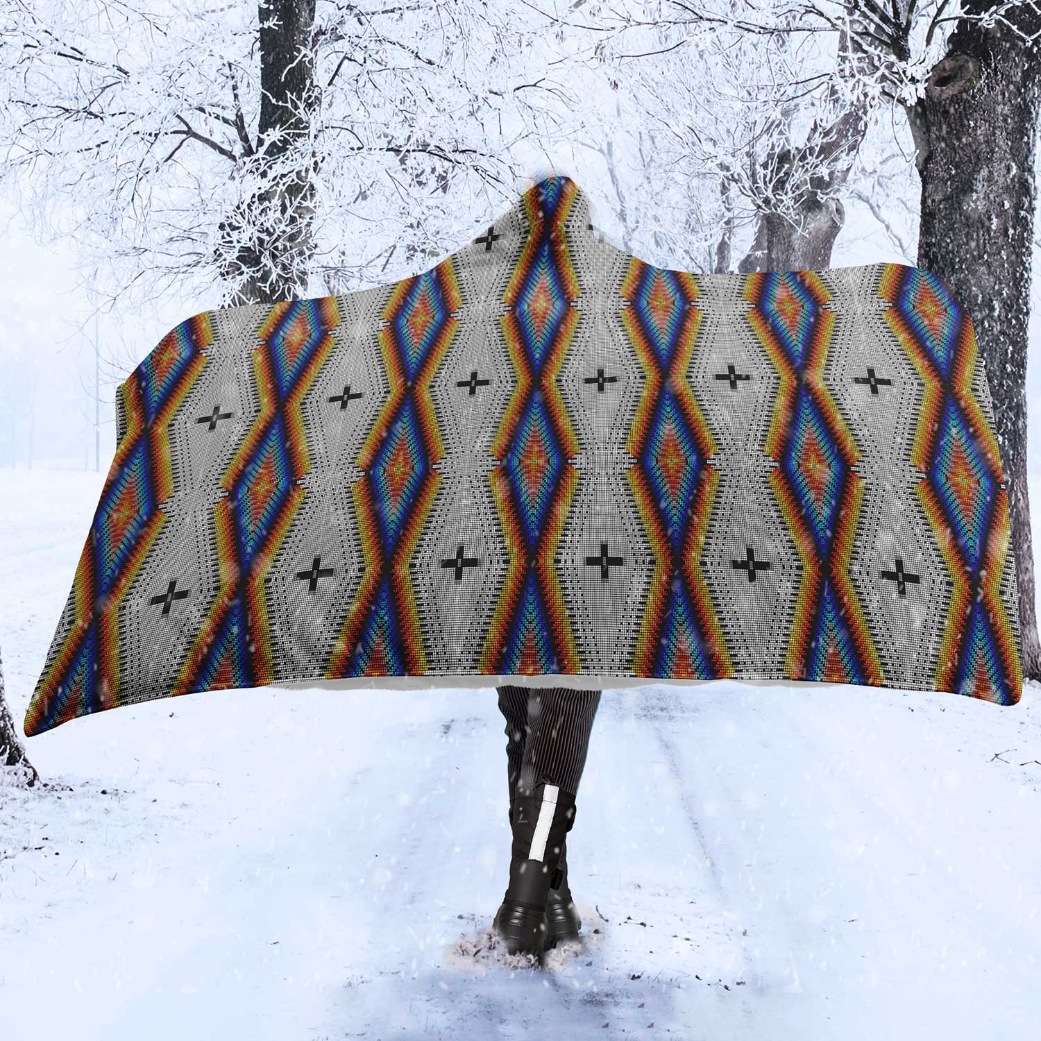 Diamond in the Bluff White Hooded Blanket