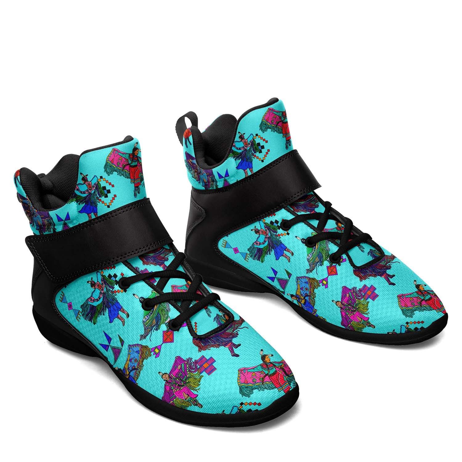 Women's Fancy Dancers Turquoise Ipottaa Basketball / Sport High Top Shoes - Black Sole