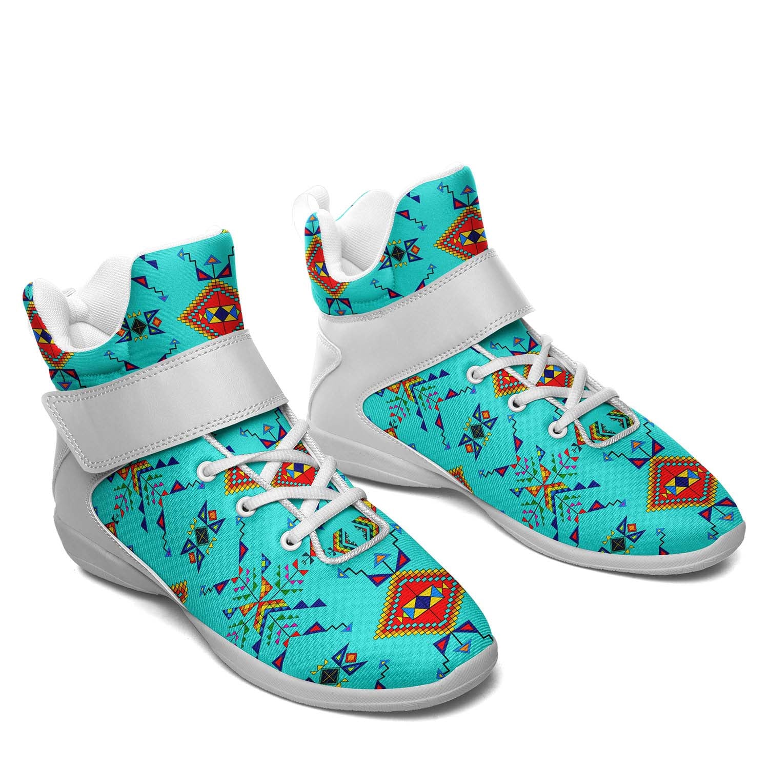 Buffalo Jump Turquoise Ipottaa Basketball / Sport High Top Shoes - White Sole